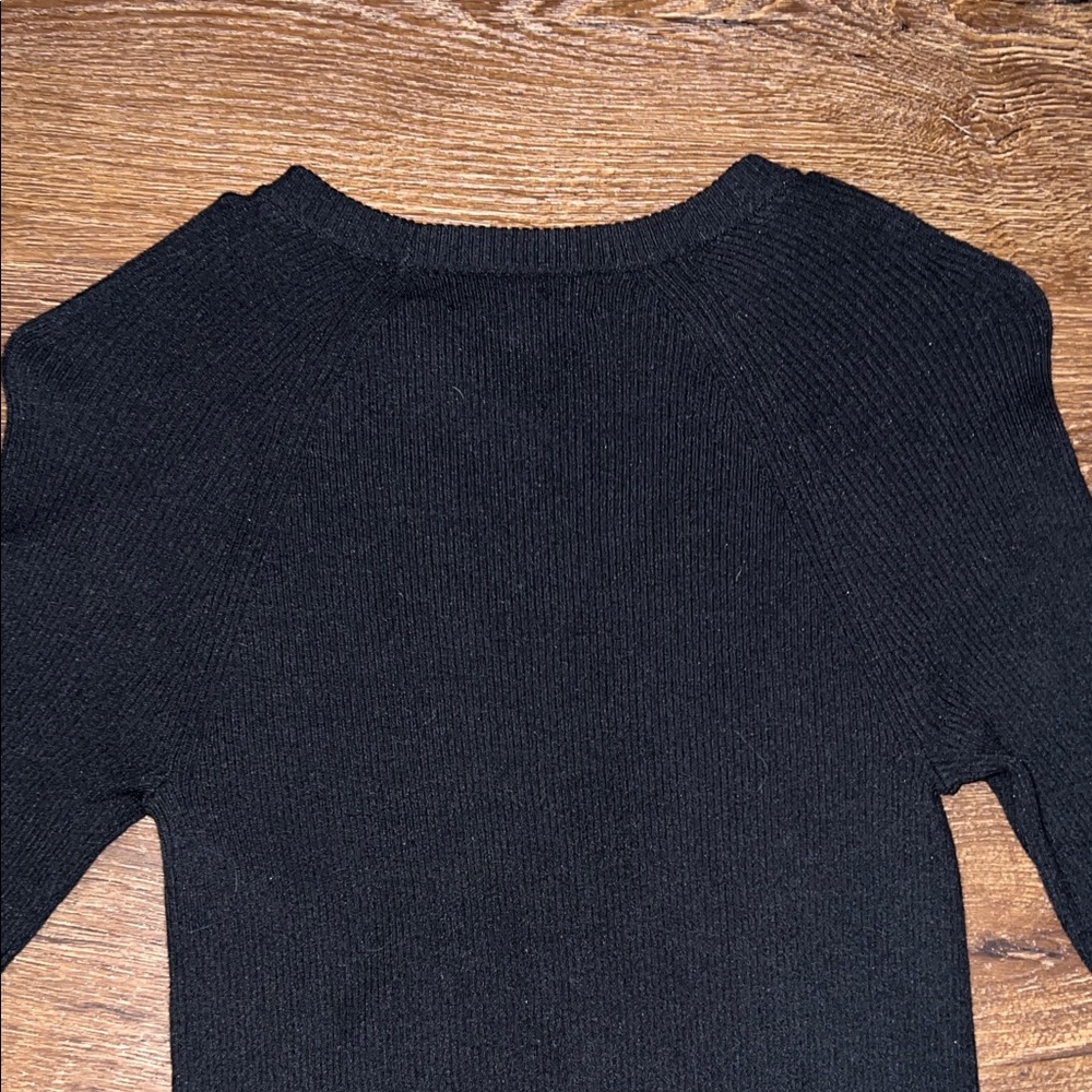 Express Black Ribbed Knit Top - Picture 4 of 5